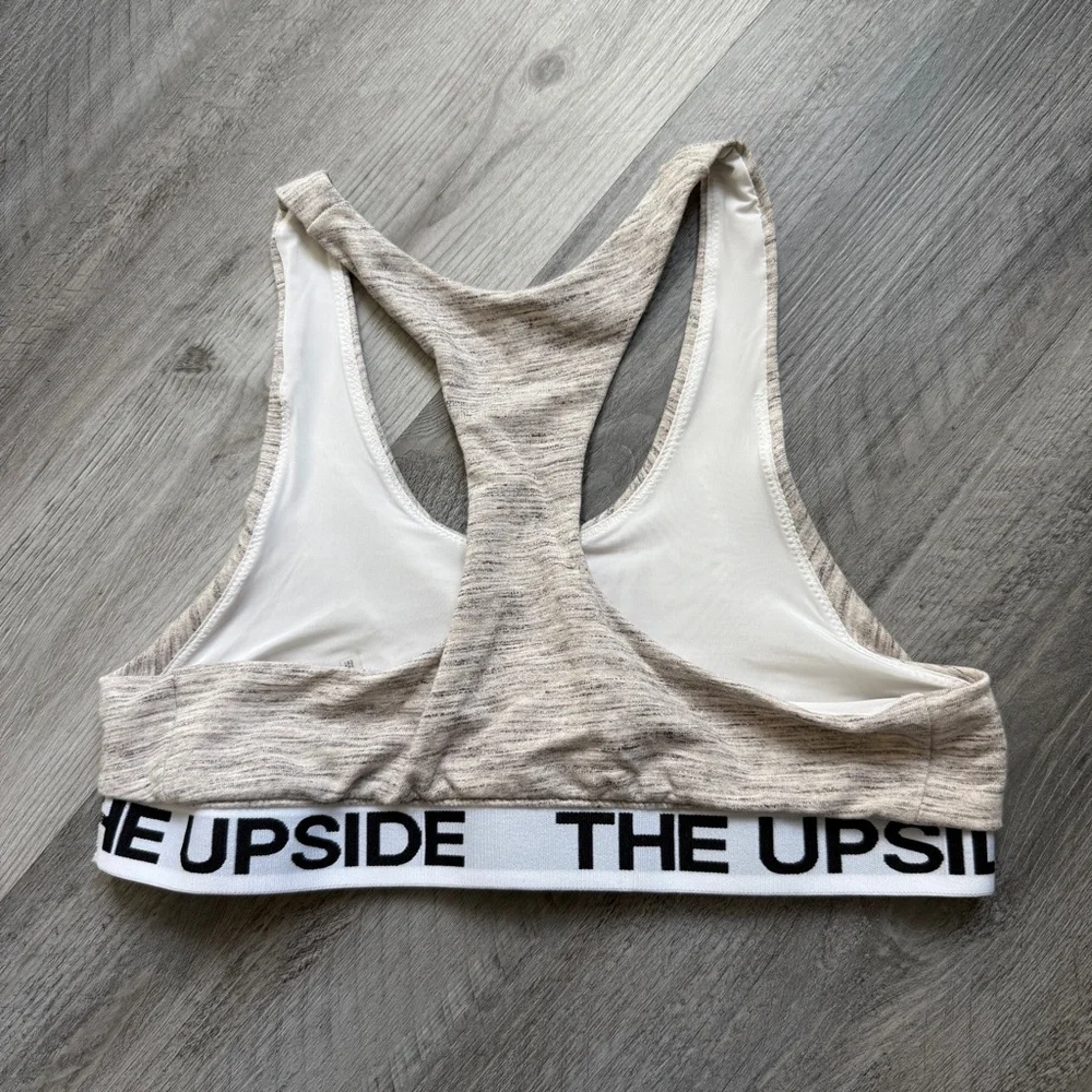 The Upside Heathered Gray Sports Bra Medium Heather Gray Oatmeal